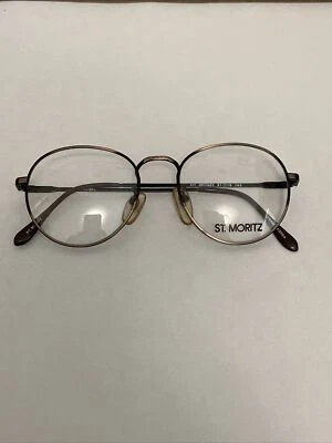 Vtg NOS Round Antique Bronze Round St. Moritz Metal Frame Glasses  51-19-145 - Image 1 of 4