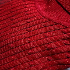 Charter Club Woman 61% Silk Cable Turtleneck Pullover Sweater Plus Size 2X Red - Picture 1 of 7