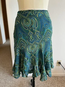 Falda Azul Paisley Liz Claiborne Talla 10 - Excelente Estado - Imagen 1 de 4