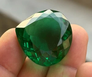 87.50 Natural Certified Heart Cut Green Emerald  Colombian Loose Gemstone - Picture 1 of 8
