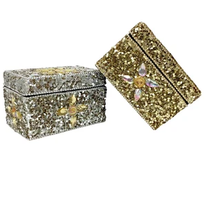 Juego de caja de baratijas de oro y plata PIER 1 de colección brillante Starburst Boho Glam decoración EE. UU. - Imagen 1 de 12