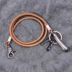 30" Handcraft Long Strong Biker Trucker 5mm Leather Key Fob Wallet Chain U Hook - Picture 1 of 10