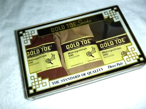Geschenkpackung 3 Vintage 60er Goldkappe Nylon Anzugsocken Metropolitan 100 rostbraun schwarz - Bild 1 von 6