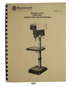 Rockwell Delta 20" Series 2000 Variable Speed Drill Press Op & Part Manual *1655 - Picture 1 of 7