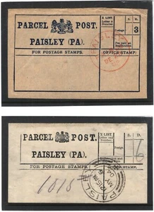 GB PRIVATE PARCEL POST LABEL 1902 *Paisley* BLUE Matched Pair GPO Issue {2} 670  - Picture 1 of 4