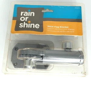 Strapazierfähige Metall-Fahnenhalterung Regen oder Glanz silbergrau neu in Verpackung einige Regalspuren - Bild 1 von 6