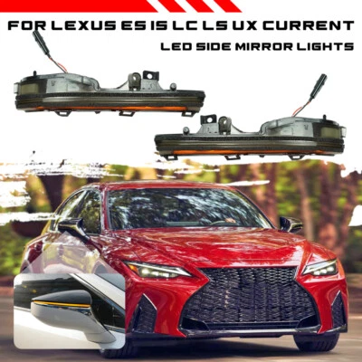 2x Lámpara de espejo lateral secuencial ahumada luz de señal de giro para Lexus IS 2021-2025 Foto 1 de 4
