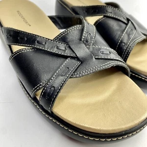 Rockport Damen Größe 7 W schwarze Ledersandalen Schuhe Freizeit Arbeitskleidung SCHÖN - Bild 1 von 8