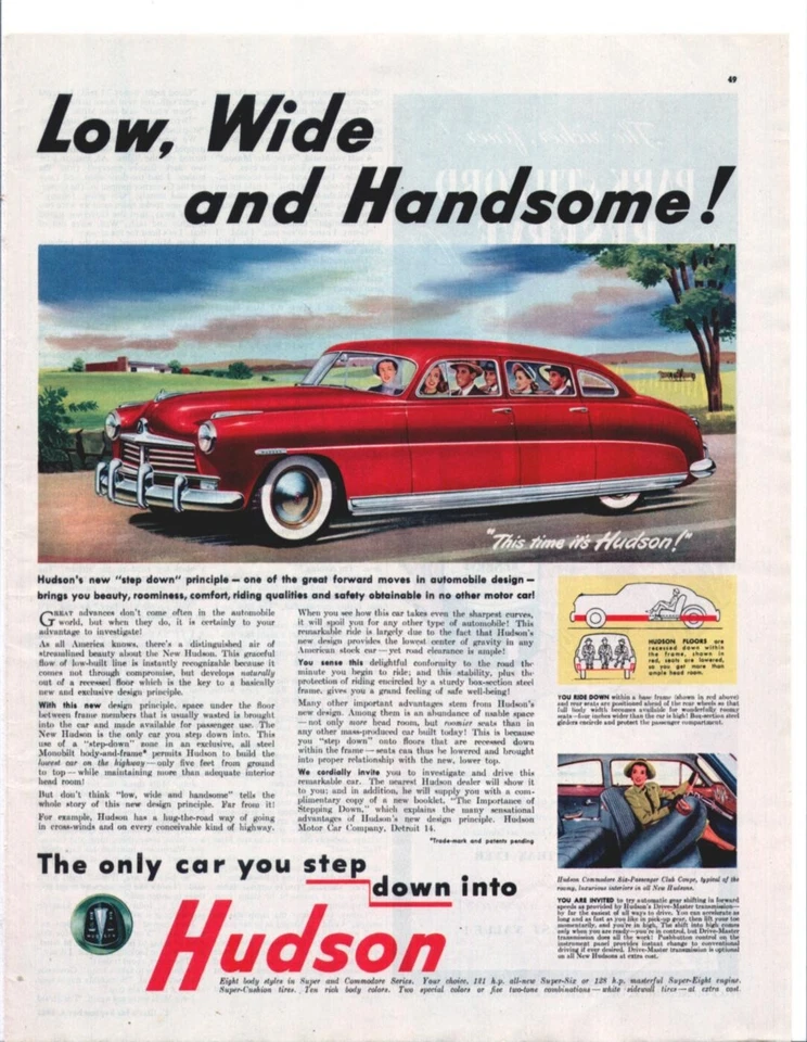 1948 HUDSON Original Color Vintage Promo Auto Ad - Image 1 of 1