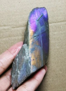 One Side Polished Nice Purple Flash Labradorite Slab Spectrolite Reiki Stone - Picture 1 of 10
