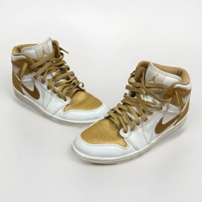 Talla 9.5 EE. UU. - Air Jordan 1 Phat Blanco Metálico Dorado 364770-130 (Ligeramente Usado) Foto 1 de 4