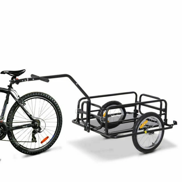 Aosom Folding Bicycle Cargo Storage Cart and Luggage Trailer with Hitch - Black