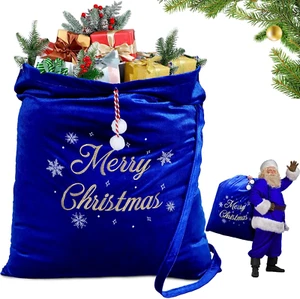 Large Christmas Santa Claus Gift Bags Drawstring Present Gifts Xmas Bag Blue - Picture 1 of 12