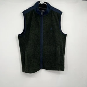 Mens Nautica Forest Green Full Zip Fleece Outdoor Vest XL Preppy Casual - Picture 1 of 7