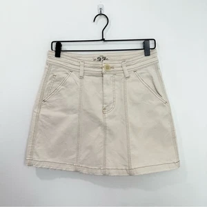 Free People We The Free Lennox Seamed Natural Cream Denim Skirt size 27 - Picture 1 of 6