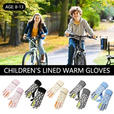 Luvas quentes infantis de veludo com padrão de nuvem panda para ciclismo de inverno"" - Imagem 1 de 4