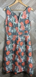 Laura Ashley Archive Grey/Pink Floral Sleeveless Dress Size UK 12 Linen - Picture 1 of 20