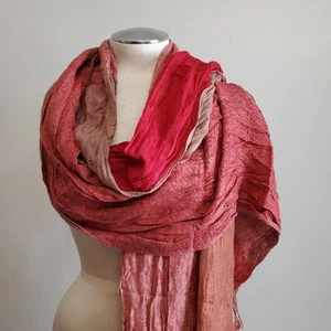 Vivante Bufanda Mantón Envoltura Naranja Rojo Beige Arrugado Flecos 21x71" Gauzy Boho Fest - Imagen 1 de 12