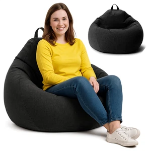 Sitzsack 250L Schwarz mit ECO Füllung Bean Bag Kissen XL - Bild 1 von 15