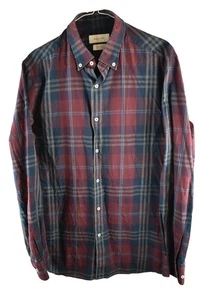 MASSIMO DUTTI Red Long Sleeve Shirt Chest size 42" Mens Checked Casual Outdoors - Picture 1 of 8