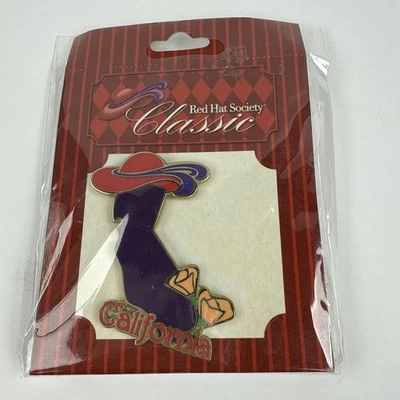 Broche prendedor en forma de estado de California púrpura The Red Hat Society nuevo Foto 1 de 4