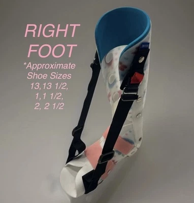 "Apoyo para piernas con bisagras en cascada DERECHO niños LADYBUG FLORAL juvenil talla Lg longitud del pie 8""" Foto 1 de 4