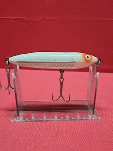 Vintage Heddon Zara Spook FISHING LURE RARE Nose Tie White Shore Minnow W Brass! - Picture 1 of 13