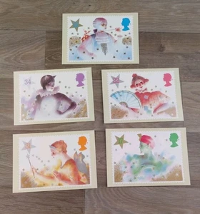 5 FIRST DAY COVER CARDS 1985 PHQ88 CHRISTMAS PANTOMIME;CAT;GOOD FAIRY;DAME;GENIE - Picture 1 of 8