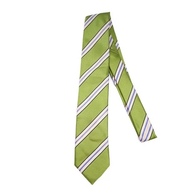 JZ Gallery Collection Silk Tie Green Blue Stripe 61 ins. - Image 1 of 4