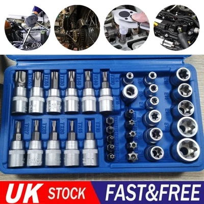 34pcs Torx Star Socket Bit Set 3/8'' Male Female E&T Sockets with Torx Star+Case - Image 1 of 4