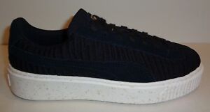 Puma Size 11 BASKET PLATFORM OW Black Fabric Suede Sneakers New Womens Shoes