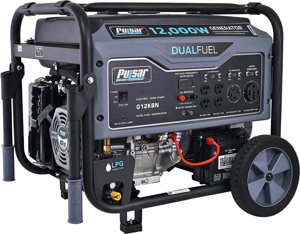 Pulsar G12KBN 12000W Dual Fuel Portable Generator with Electric Start