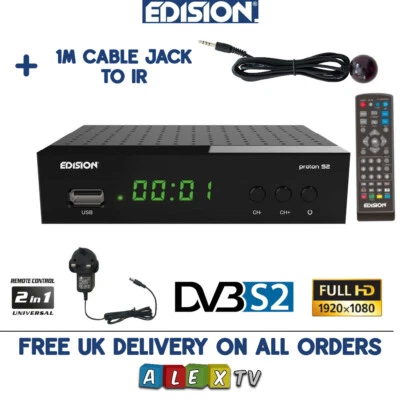 FTA Digital Satellite HD Receiver with IR Magic Eye Cable for BBC ITV 12v-240v - Image 1 of 4