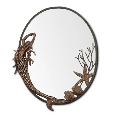 Beautiful Mermaid With Shells And Starfish Oval Shape Lovely Wall Mirror - Image 1 of 3