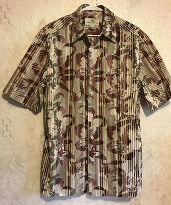 Camisa Island Shores Hombre MEDIANA M 100% Algodón Rojo Hawaiano Floral Botón Foto 1 de 4