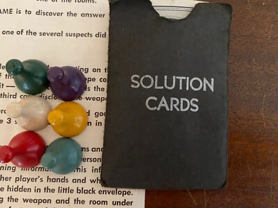 CLUE 1950 版棋盘游戏替换卡、棋子、说明书和袖子 旧 — 第 1/4 张图片