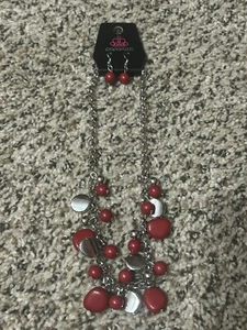 Paparazzi Grupo Rojo Cuentas Cha Cha Collar Set Nuevo - Imagen 1 de 2