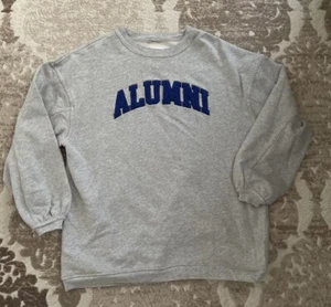Aerie "Alumni" Blue Fleece Letters | Gray Long Sleeve Sweatshirt Women's Size XS - Picture 1 of 5