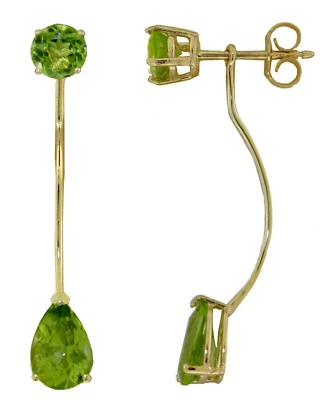 4.2 CTW 14K Solid Gold Stud Drops Earrings Natural Peridot - Image 1 of 3