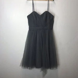 NWT Sorella Vita Sz 12 Dark Gray Women's Spaghetti Strap Pleated Mini Dress - Picture 1 of 9