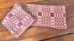 SALE! Primitive Colonial CRANBERRY CREAM QUEEN COVERLET Bedspread Cover - Picture 1 of 1