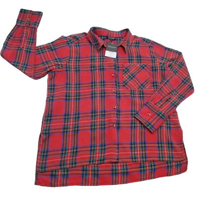 Camisa ligera de franela a cuadros con botones Topshop para mujer talla 10 multicolor nueva con etiquetas Foto 1 de 4