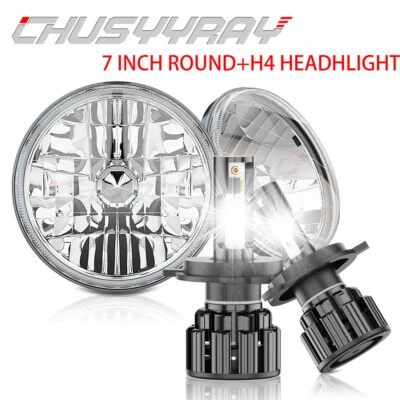 For Freightliner Century Class Pair 7“ inch Round LED Headlight Hi/Lo Beam Light - Image 1 of 4