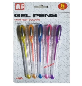 PACK DE 5 BOLÍGRAFOS DE GEL COLOR NEÓN - PARA NIÑOS - NIÑOS - NIÑAS - Imagen 1 de 3