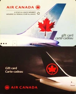 2x AIR CANADA AIRPLANE ENGLISH FRENCH MAPLE LEAF COLLECTIBLE GIFT CARD LOT - Picture 1 of 2