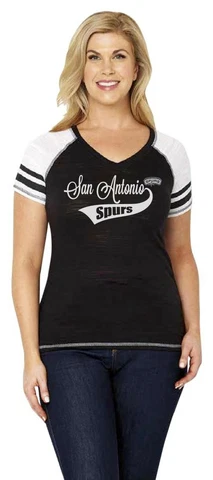 NBA San Antonio Spurs Women's Curvy Multicount Short Sleeve Color Blocked Rag Cover