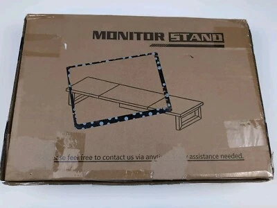 Computer Monitor Stand Black & Brown Raised New Open Box Office Gaming Work  - Image 1 of 3