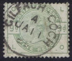 1883 SG 195 wi 9d Green LO SIDEWAYS INVERTED WATERMARK Cat. £750.00 - Picture 1 of 1