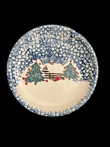 Tienshan Folk Craft Cabin in the Snow 10” Dinner Plate Several Available Winter - Picture 1 of 3