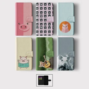 CASE FOR IPHONE 16 16E 15 14 12 12 PRO WALLET FLIP PHONE COVER PIG PIGGY PIGLET - Picture 1 of 8